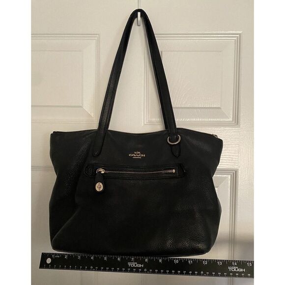 Coach Pebbled Leather Taylor Large Tote Black Shoulder Handbag No F1781-38312 01 - Picture 12 of 16